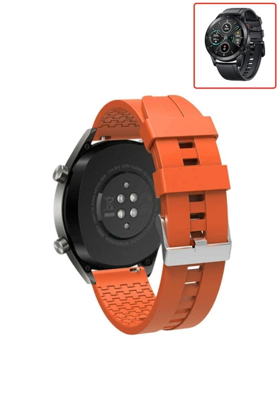 KRETON KRETON Honor Magic Watch 2 46mm Akıllı Saat Ile Uyumlu Kaliteli Tokalı Siyah Silikon Kordon Kayış - Resim 2