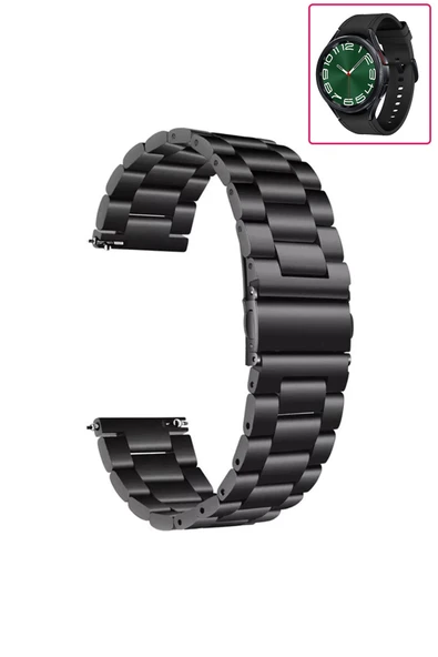 KRETON KRETON Samsung Galaxy Watch 6 Classic 43mm / 47mm Uyumlu GÜMÜŞ Kordon Baklava Model Paslanmaz Çelik Kayış - Resim 7