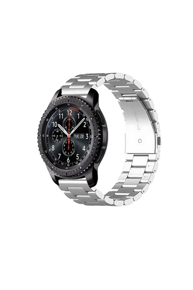 KRETON KRETON Samsung Gear S3 Frontier Uyumlu GÜMÜŞ Kordon Klasik Baklava Model Paslanmaz Çelik Metal Kayış ürün görseli