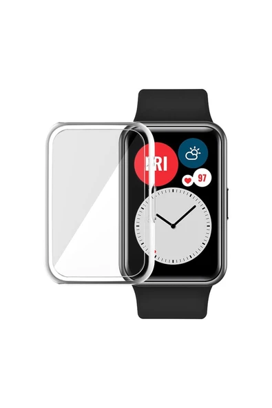 KRETON KRETON Huawei Watch Fit Uyumlu Kasa ve Ekran Koruyucu 360 Tam Koruma Silikon Kılıf - Resim 2