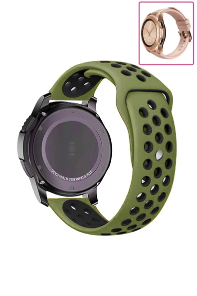 KRETON KRETON Samsung Galaxy Watch 42mm Uyumlu Kordon Yumuşak Dokulu Delikli Desenli Silikon Kayış - Resim 2