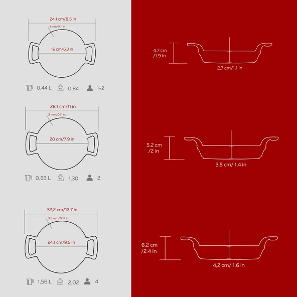 Lava Döküm Bordo 3’lü Sahan Seti (16-20-24 cm) – Şef Kalitesinde Lezzet ve Şıklık Bir Arada-Bordo - Resim 5