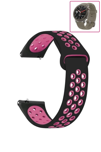 KRETON KRETON Amazfit GTR 47mm Uyumlu Kordon Yumuşak Dokulu Delikli Desenli Silikon Kayış - Resim 6