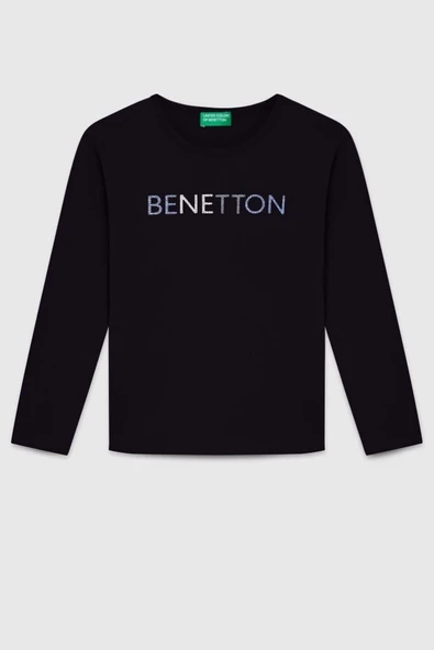 United Colors of Benetton Kız Çocuk  BNT-G23332 Uzun Kollu Tshirt Siyah ürün görseli
