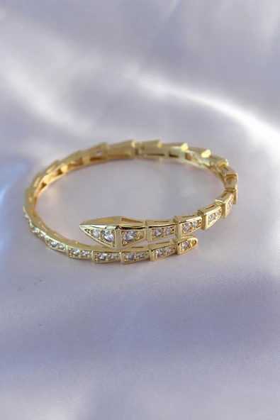 VIP Seri Yılan Model Gold Renk Kadın Kelepçe Bileklik - TJ-BB5489 - 2