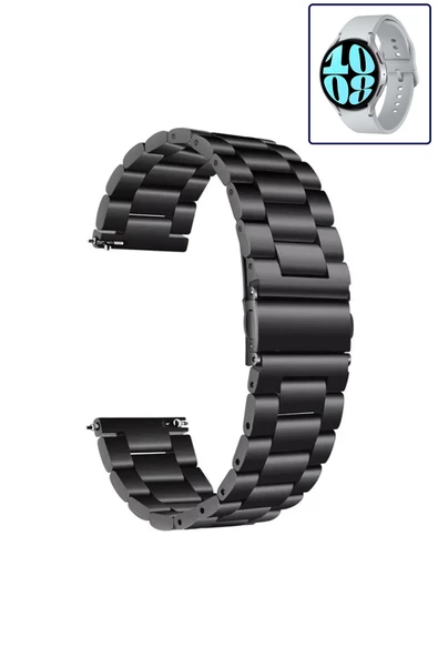 KRETON KRETON Samsung Galaxy Watch 6 40mm / 44mm Uyumlu GÜMÜŞ Kordon Baklava Model Paslanmaz Çelik Metal Kayış - Resim 8