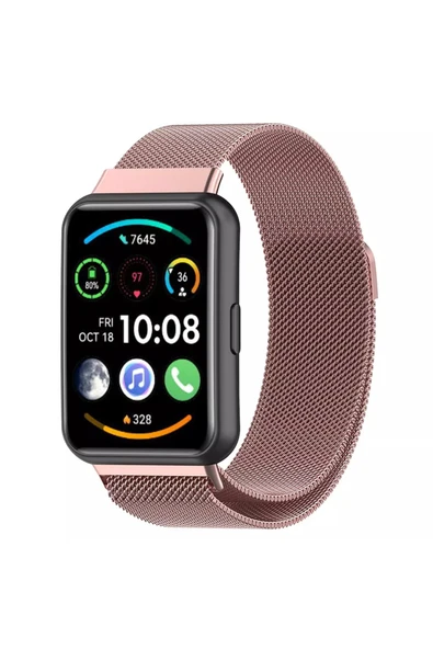 KRETON KRETON Huawei Watch Fit 2 Uyumlu Hasır Metal Örgü Işlemeli Mıknatıslı Kordon Kayış - Resim 4