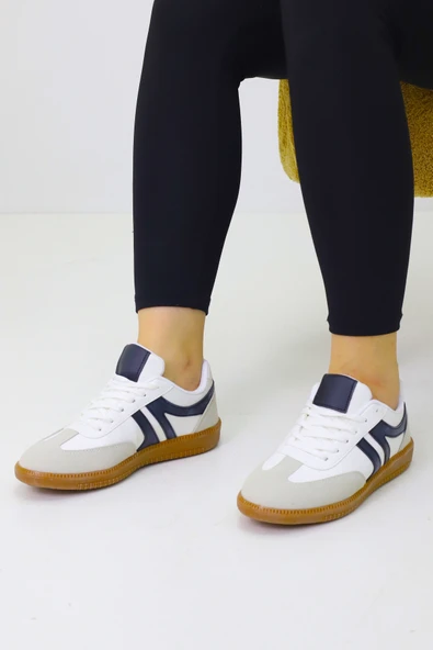 Emax Unisex Beyaz Siyah Şeritli Ortopedik Günlük Rahat Spor Ayakkabı - Resim 2