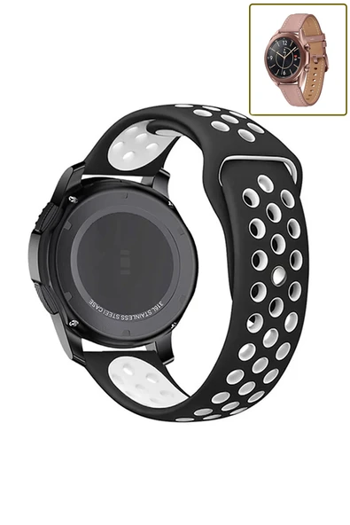 KRETON KRETON Samsung Galaxy Watch 3 41mm Uyumlu Kordon Yumuşak Dokulu Delikli Desenli Silikon Kayış - Resim 2