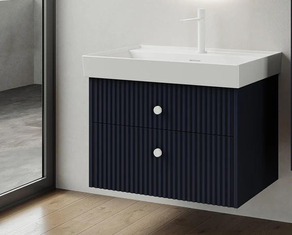 Denko Marsilya 80 cm (Mat Lacivert) Banyo Dolabı (Alt Modül Lavabo) ürün görseli