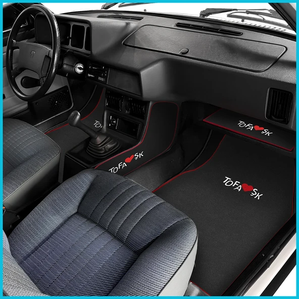 Tofaş Şahin Doğan Kartal Nakışlı Siyah Oto Paspas & Vites Konsol Halısı & Torpido Alt Sehpa Örtüsü - Resim 2