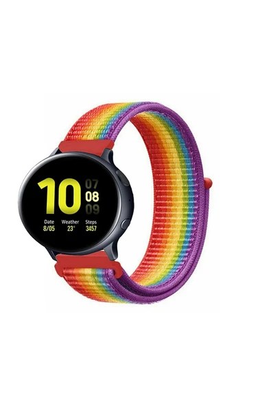 KRETON KRETON Samsung Galaxy Watch Active 2 40mm/44mm Uyumlu Spor Kumaş Desenli Cırt Cırtlı Kordon Kayış - Resim 6