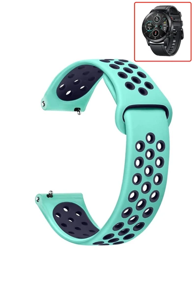 KRETON KRETON Honor Magic Watch 2 46mm Uyumlu Kordon Yumuşak Dokulu Delikli Desenli Silikon Kayış - Resim 2