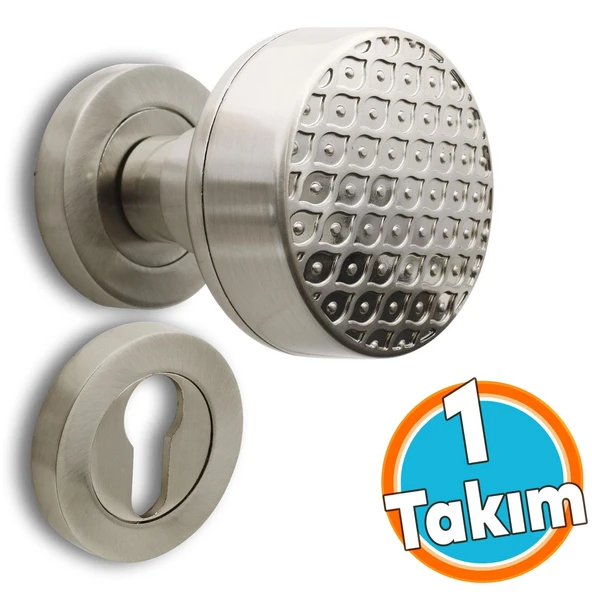 Kapı Tokmağı Topuzu Kolu Metal Tokmak Saten Kapı Kolu Yale Sağa Sola Uygun 1 Takım ürün görseli