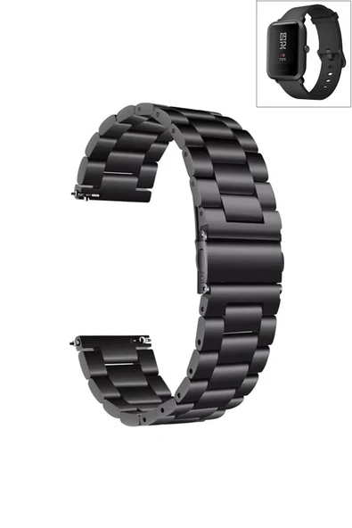 KRETON KRETON Amazfit BİP-BİPU-BİPS-BİP LİTE-BİPUPRO-BİP3 Uyumlu SİYAH Kordon Baklava Model Paslanmaz Çelik Kayış - Resim 8