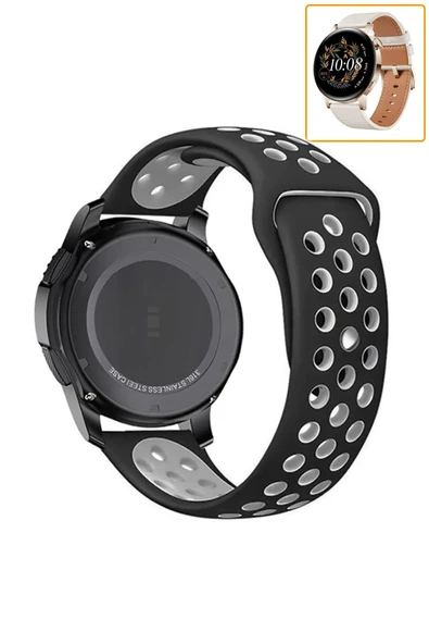 KRETON KRETON Huawei Watch Gt3 42mm Uyumlu Kordon Yumuşak Dokulu Delikli Desenli Silikon Kayış - Resim 8