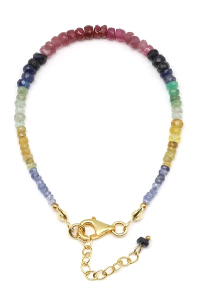 Yakut - Safir - Zümrüt Doğal Taş 925 Ayar Gümüş Bileklik Rondel Kesim - BLK-2024 - 2