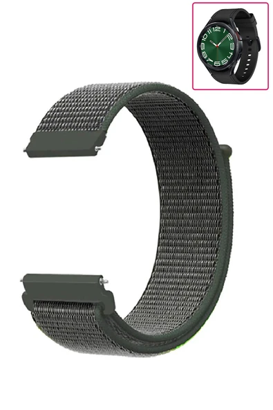 KRETON KRETON Samsung Galaxy Watch 6 Classic 43mm / 47mm Uyumlu Spor Kumaş Desenli Cırt Cırtlı Kordon Kayış - Resim 8