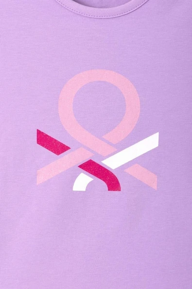 United Colors of Benetton Kız Çocuk  BNT-G23331 Uzun Kollu Tshirt Lila - Resim 2