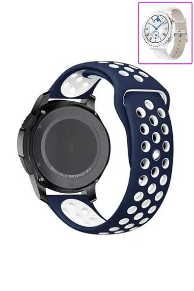 KRETON KRETON Huawei Watch Gt3 Pro 43mm Uyumlu Kordon Yumuşak Dokulu Delikli Desenli Silikon Kayış - Resim 5