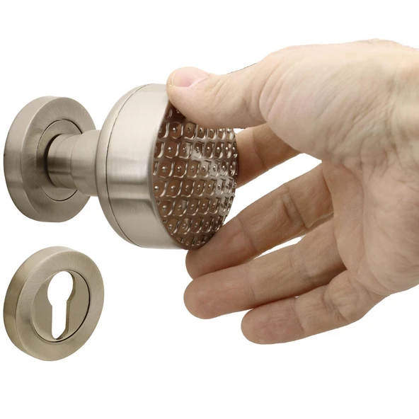 Kapı Tokmağı Topuzu Kolu Metal Tokmak Saten Kapı Kolu Yale Sağa Sola Uygun 1 Takım - Resim 5