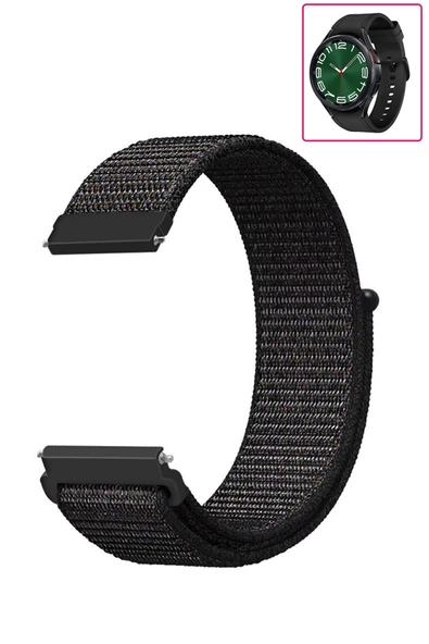 KRETON KRETON Samsung Galaxy Watch 6 Classic 43mm / 47mm Uyumlu Spor Kumaş Desenli Cırt Cırtlı Kordon Kayış - Resim 4