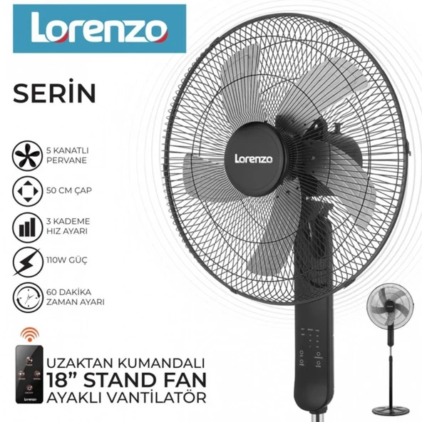 Lorenzo 18" Uzaktan Kumandalı Vantilatör - 2