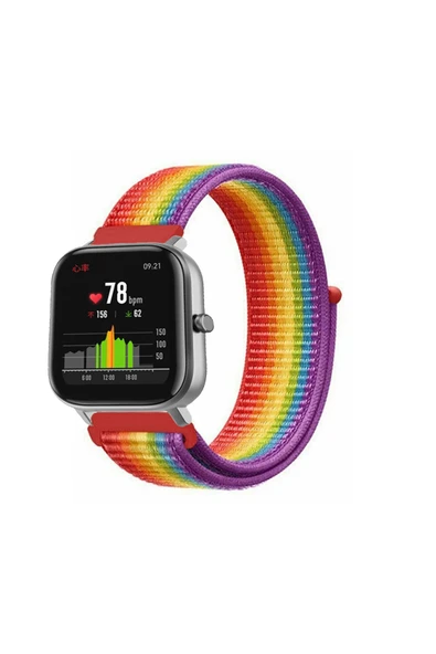 KRETON KRETON Amazfit GTS-GTS2-GTS2E-GTS3-GTS4-GTS4 Mini Uyumlu Spor Kumaş Desenli Cırt Cırtlı Kordon Kayış - Resim 3