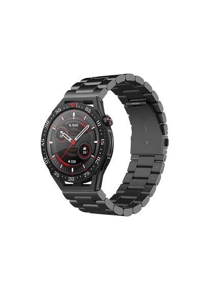 KRETON KRETON Huawei Watch Gt Runner Uyumlu GÜMÜŞ Kordon Klasik Baklava Model Paslanmaz Çelik Metal Kayış - Resim 7