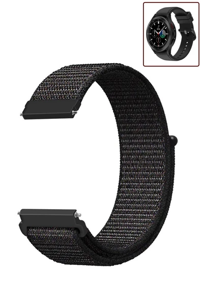 KRETON KRETON Samsung Galaxy Watch 4 Classic 42mm/46mm Uyumlu Spor Kumaş Desenli Cırt Cırtlı Kordon Kayış - Resim 4
