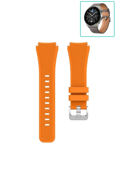 KRETON KRETON Huawei Watch Gt3 Pro 46mm Akıllı Saat Uyumlu Tırtık Desenli Silikon Kordon Kayış - Resim 10