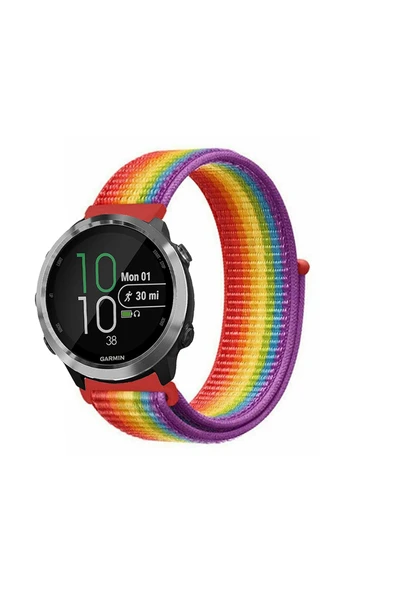 KRETON KRETON Garmin Forerunner 645 / 645 Music Uyumlu Spor Kumaş Desenli Cırt Cırtlı Kordon Kayış - Resim 7