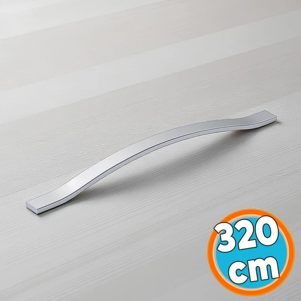 Mobilya Çekmece Dolap Kapak Kulpu Modern Mutfak Kulpları 320 mm Düz Krom Gümüş Kulp Metal ürün görseli