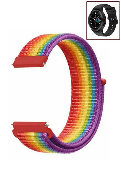 KRETON KRETON Samsung Galaxy Watch 4 Classic 42mm/46mm Uyumlu Spor Kumaş Desenli Cırt Cırtlı Kordon Kayış - Resim 3