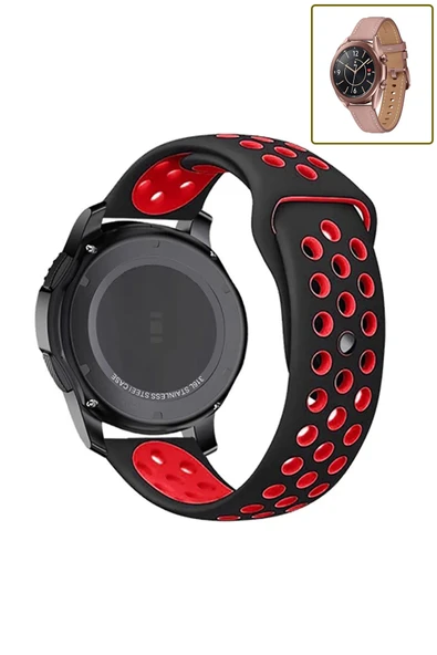 KRETON KRETON Samsung Galaxy Watch 3 41mm Uyumlu Kordon Yumuşak Dokulu Delikli Desenli Silikon Kayış - Resim 7