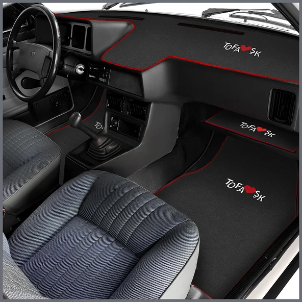 Tofaş Şahin Doğan Kartal Nakışlı Oto Halı Paspas Seti & Alçak Torpido Kaplama Halısı & Sehpa Örtüsü - Resim 2