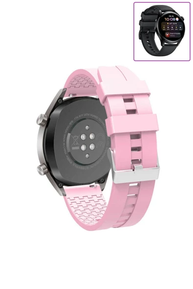 KRETON KRETON Huawei Watch 3 - 3 Pro Akıllı Saat Ile Uyumlu Kaliteli Tokalı Siyah Silikon Kordon Kayış ürün görseli