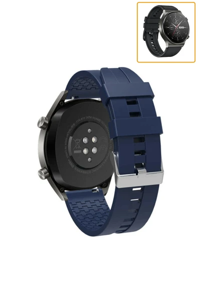 KRETON KRETON Huawei Watch Gt2 Pro Akıllı Saat Ile Uyumlu Kaliteli Tokalı Siyah Silikon Kordon Kayış - Resim 5