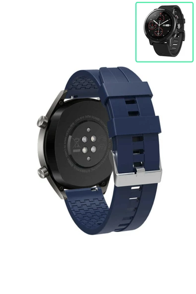 KRETON KRETON Amazfit Pace 2 Stratos Akıllı Saat Ile Uyumlu Kaliteli Tokalı Siyah Silikon Kordon Kayış - Resim 2