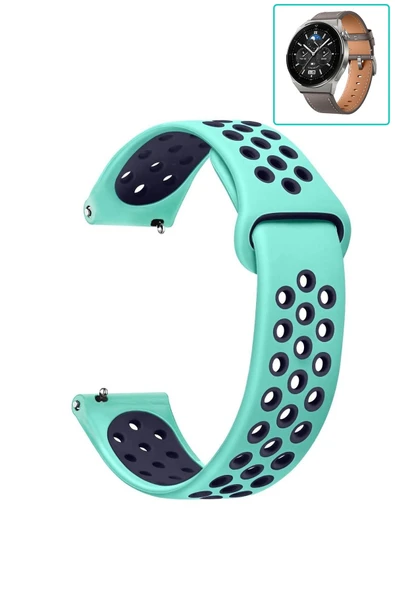 KRETON KRETON Huawei Watch Gt3 Pro 46mm Uyumlu Kordon Yumuşak Dokulu Delikli Desenli Silikon Kayış - Resim 6