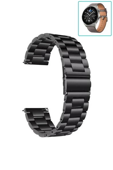 KRETON KRETON Huawei Watch Gt3 Pro 46mm Uyumlu GÜMÜŞ Kordon Klasik Baklava Model Paslanmaz Çelik Metal Kayış - Resim 8