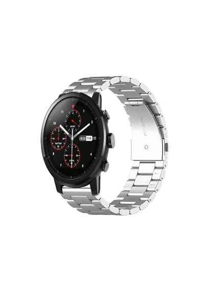 KRETON KRETON Amazfit Pace 2 Stratos Uyumlu GÜMÜŞ Kordon Klasik Baklava Model Paslanmaz Çelik Metal Kayış ürün görseli