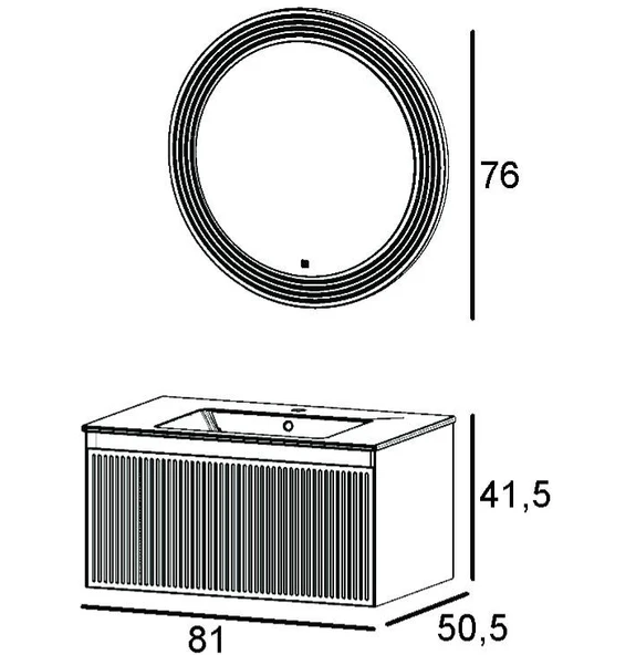Denko Belgrad 81 cm (Çimento Gri) Banyo Dolabı Takımı - Resim 3