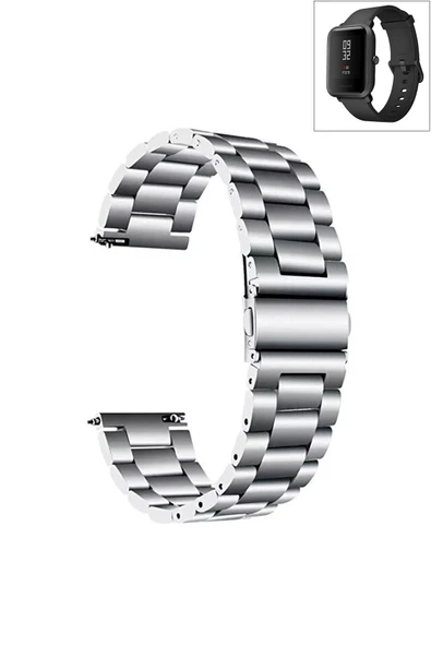 KRETON KRETON Amazfit BİP-BİPU-BİPS-BİP LİTE-BİPUPRO-BİP3 Uyumlu SİYAH Kordon Baklava Model Paslanmaz Çelik Kayış - Resim 2