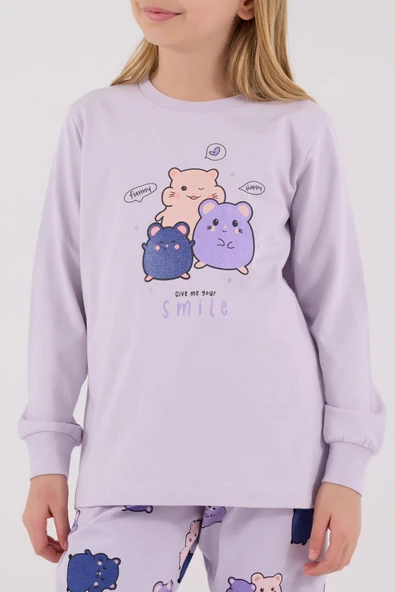 RolyPoly Kız Çocuk Uzun Kol Pijama Takım Lila - Resim 2