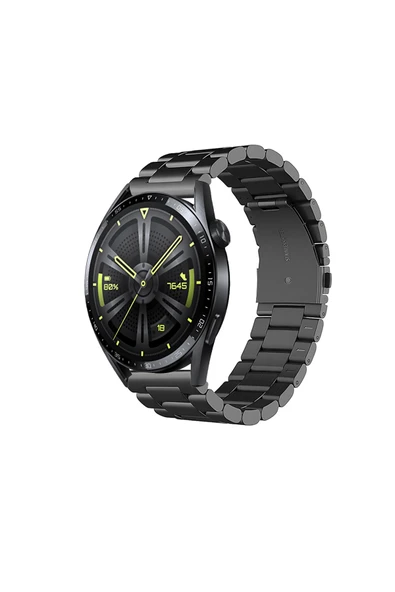KRETON KRETON Huawei Watch Gt3 46mm Uyumlu GÜMÜŞ Kordon Klasik Baklava Model Paslanmaz Çelik Metal Kayış - Resim 7