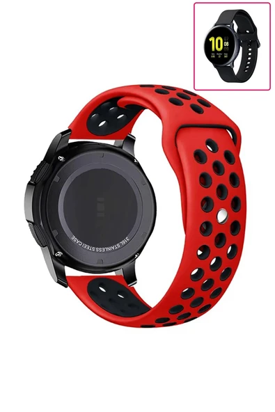 KRETON KRETON Samsung Galaxy Watch Active 2 40mm/44mm Uyumlu Kordon Yumuşak Dokulu Delikli Desenli Silikon Kayış - Resim 7