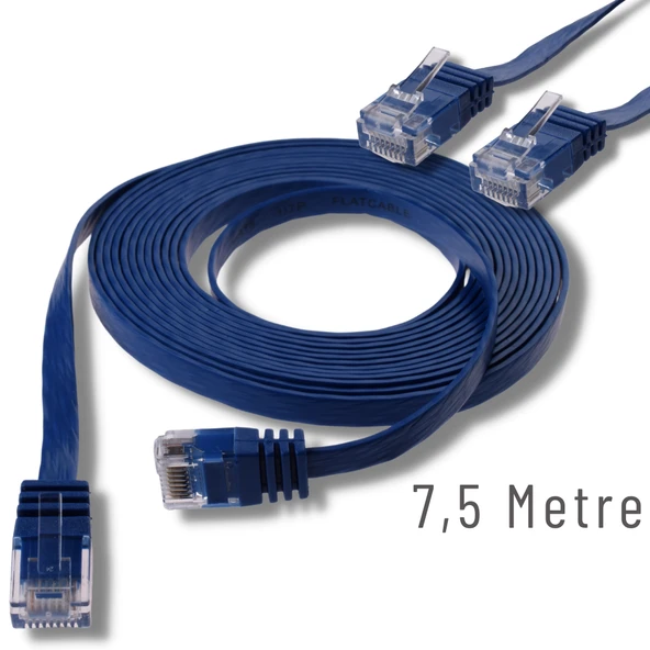IRENIS 7,5 Metre CAT6 Kablo Yassı Ethernet Network Lan Ağ İnternet Kablosu - Resim 4