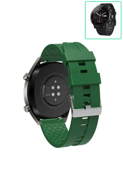 KRETON KRETON Amazfit Pace 2 Stratos Akıllı Saat Ile Uyumlu Kaliteli Tokalı Siyah Silikon Kordon Kayış ürün görseli