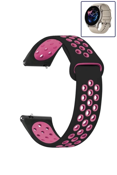 KRETON KRETON Amazfit GTR3-GTR3 PRO Uyumlu Kordon Yumuşak Dokulu Delikli Desenli Silikon Kayış - Resim 4